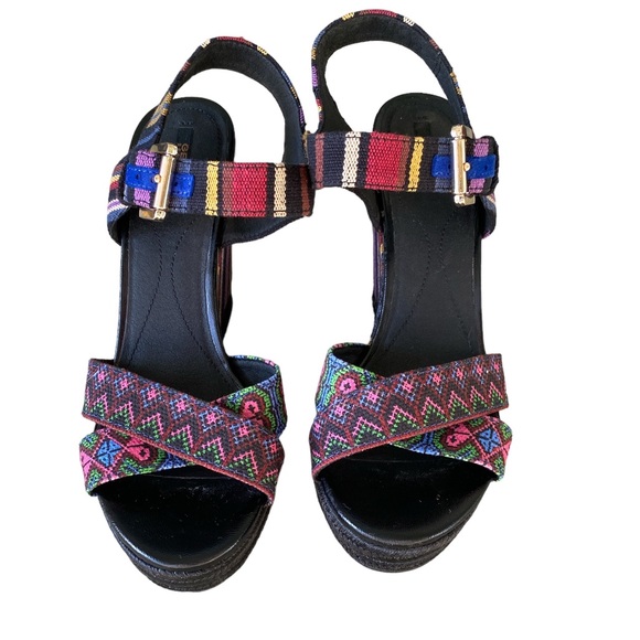 Geox Respira Janira Multicolor Crisscross Wedge Platform Sandals - 9 - Picture 6 of 16